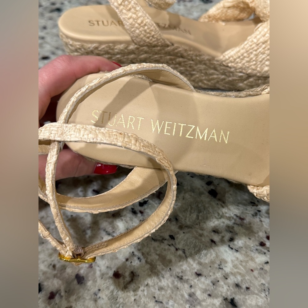 Stuart Weitzman Playa Raffia Espadrille Knot Wedge Women’s 11 - Picture 4 of 6